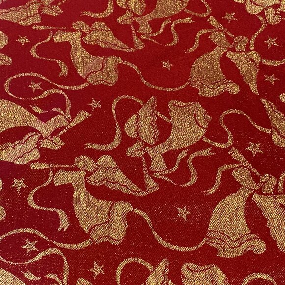 Holiday Burgundy w/Gold Glittery Angels Fabric Placemats (4) - Picture 6 of 6